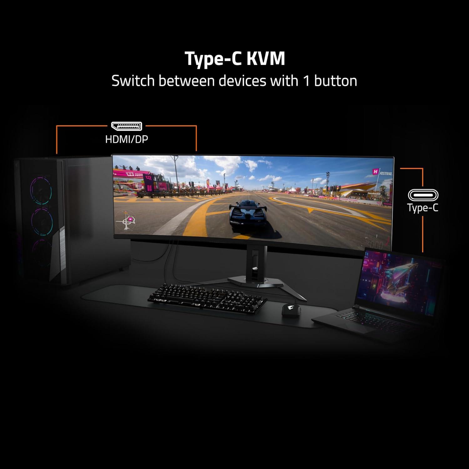 imageGIGABYTE AORUS FO32U2 Pro 32quot QD OLED Gaming Monitor UHD 3840x2160240Hz 003ms GTG AMD FreeSync Premium Pro Type C KVM HDMI DP Type C Height Adjustable Black