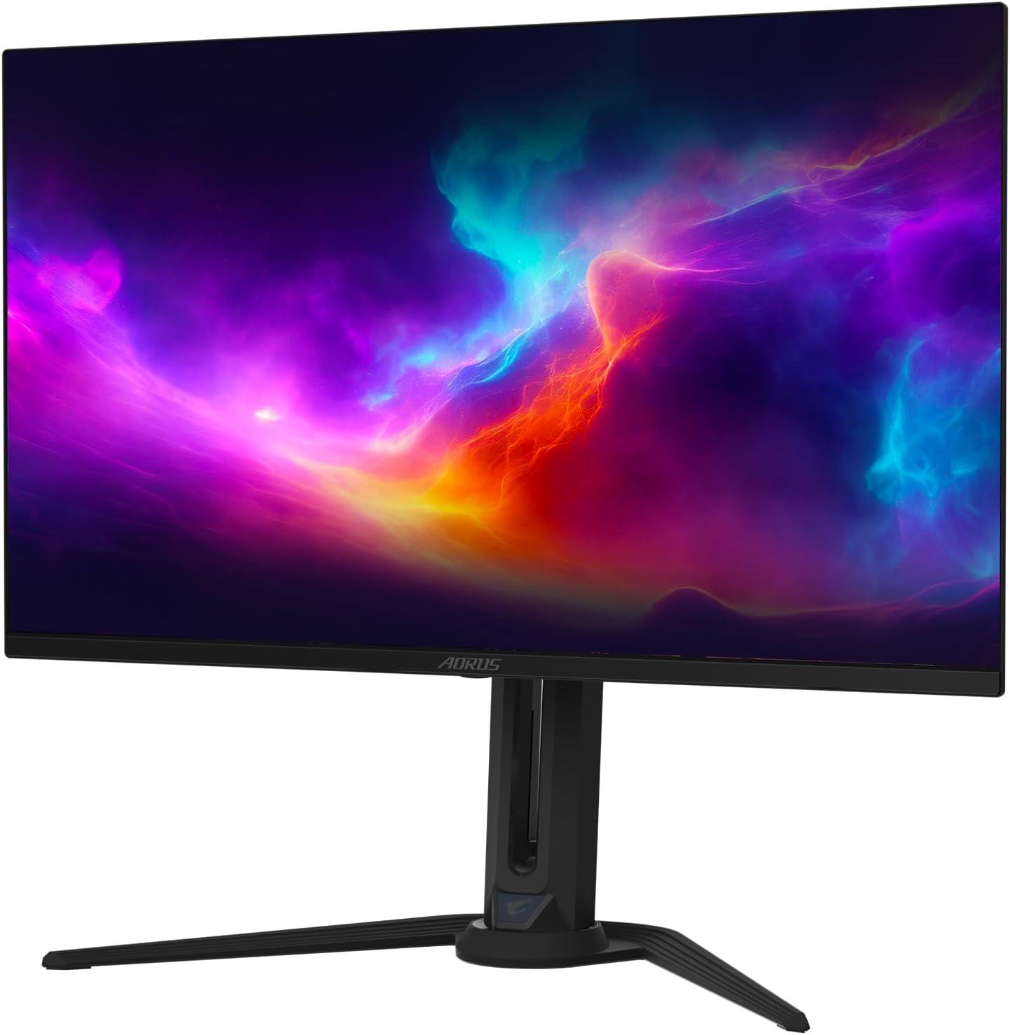 imageGIGABYTE AORUS FO32U232 QD OLED Gaming Monitor UHD 3840x2160240Hz 003ms GTG AMD FreeSync Premium Pro Type C KVM HDMI DP Type C Height Adjustable Black32 UHD