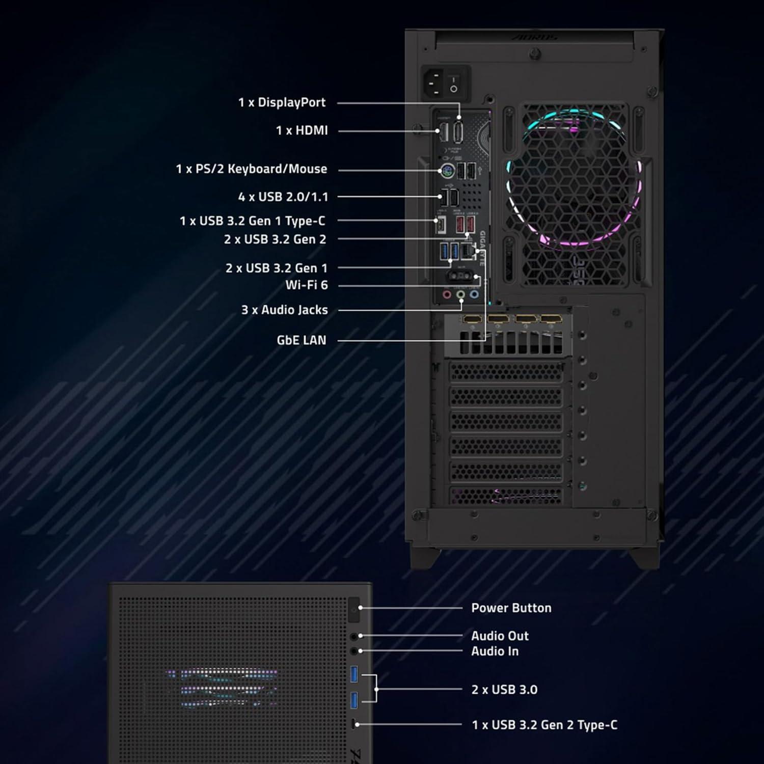 imageGIGABYTE AORUS Gaming Desktop PC AMD Ryzen 7 9700X RTX 5070 Ti 32GB DDR5 2TB SSD Windows 11 AORUS Prime 5 AP5A7N7T5000