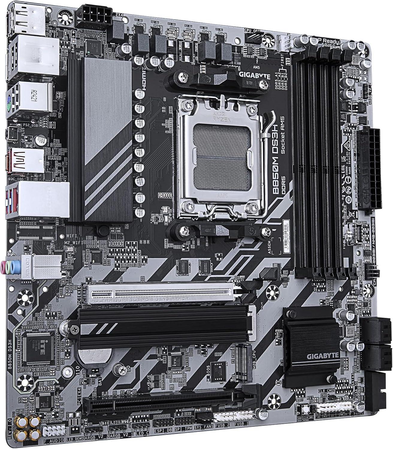 imageGIGABYTE B650M D3HP AM5 LGA 1718 AMD B650 Micro ATX 5Year Warranty DDR5 2X PCIe 40 M2 PCIe 40 USB 32 Gen2 TypeC 25GbE LANMotherboardmATX