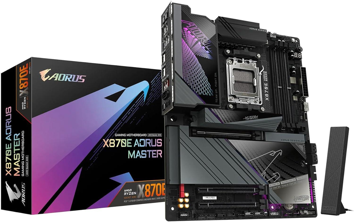 imageGIGABYTE X670E AORUS PRO X AM5 LGA 1718 AMD X670E EATX 5Year Warranty DDR5 Quad M2 PCIe 50 USB 32 Gen2X2 TypeCWiFi 7 Intel 25GbE LANQFlash PlusEZLatch PlusMotherboardATX