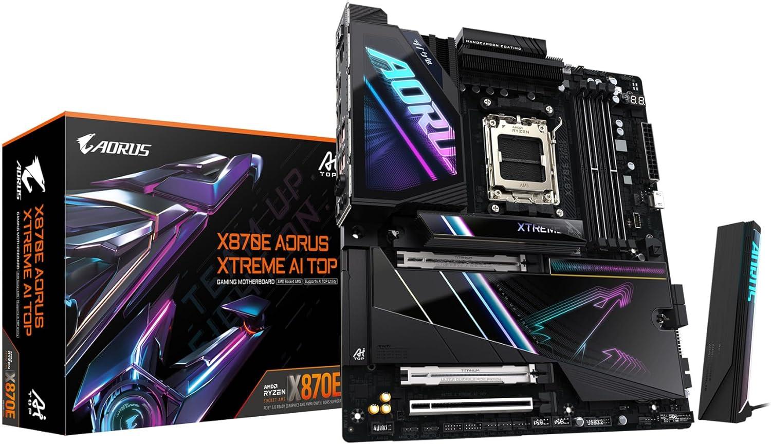 imageGIGABYTE X670E AORUS PRO X AM5 LGA 1718 AMD X670E EATX 5Year Warranty DDR5 Quad M2 PCIe 50 USB 32 Gen2X2 TypeCWiFi 7 Intel 25GbE LANQFlash PlusEZLatch PlusMotherboardATX