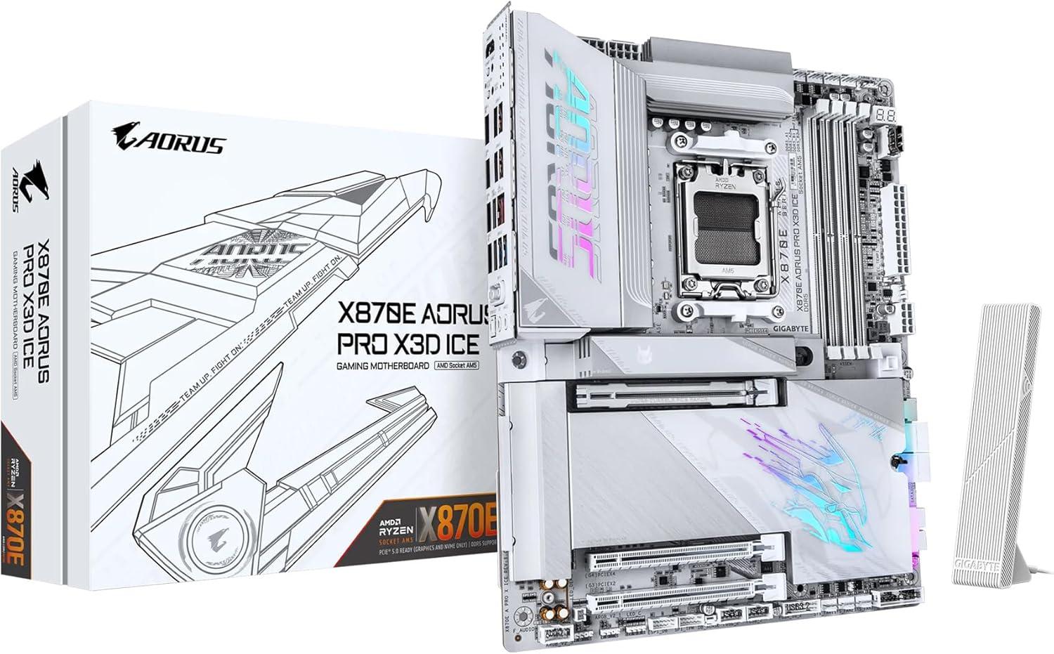 imageGIGABYTE X670E AORUS PRO X AM5 LGA 1718 AMD X670E EATX 5Year Warranty DDR5 Quad M2 PCIe 50 USB 32 Gen2X2 TypeCWiFi 7 Intel 25GbE LANQFlash PlusEZLatch PlusMotherboardATX