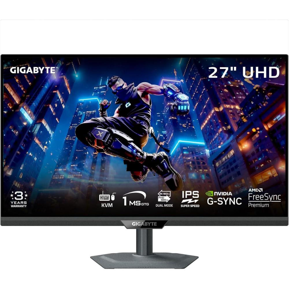 imageGIGABYTE  M27UP  27quot SS IPS Gaming Monitor  UHD 3840x2160160Hz  1ms GTG  AMD FreeSync Premium GSYNC Compatible  Dual Mode  Type C KVM  HDMI DP TypeC  Height and Tilt Adjustable Black