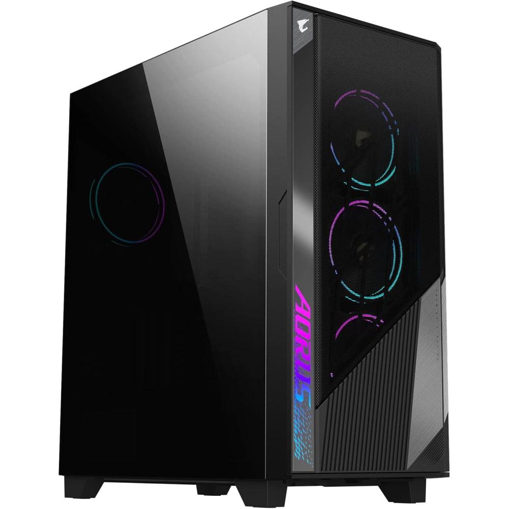 imageGIGABYTE AORUS C500 Glass Black Mid Tower PC Gaming Case Tempered Glass USB TypeC 4X ARBG Fans Included GBAC500G STGBAC500G ST