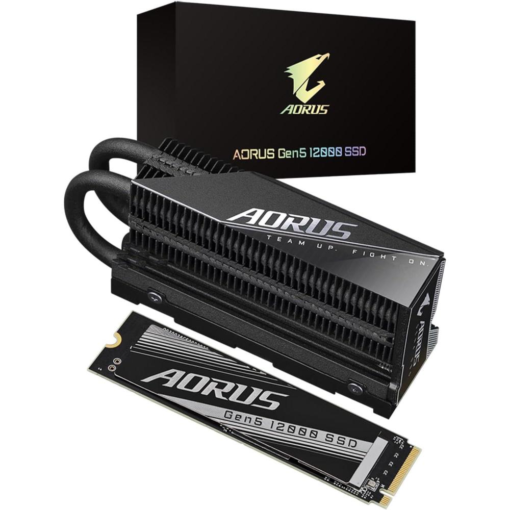 imageGIGABYTE AORUS Gen5 12000 SSD 2TB PCIe 50 NVMe M2 Internal Solid State Hard Drive with Read Speed Up to 12400MBs Write Speed Up to 11800MBs AG512K2TB
