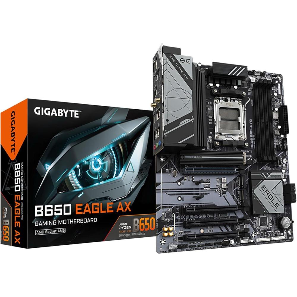 imageGIGABYTE B650 Eagle AX AM5 LGA 1718 AMD B650 ATX Motherboard DDR5 Triple M2 1x PCIe 50 M2  2X PCIe 40 M2 USB 32 Gen2x2 TypeC AMD WiFi 6E Realtek GbE LANATX