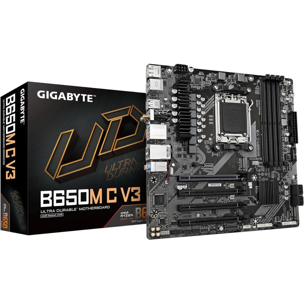 imageGIGABYTE B650M D3HP AM5 LGA 1718 AMD B650 Micro ATX 5Year Warranty DDR5 2X PCIe 40 M2 PCIe 40 USB 32 Gen2 TypeC 25GbE LANMotherboardmATX