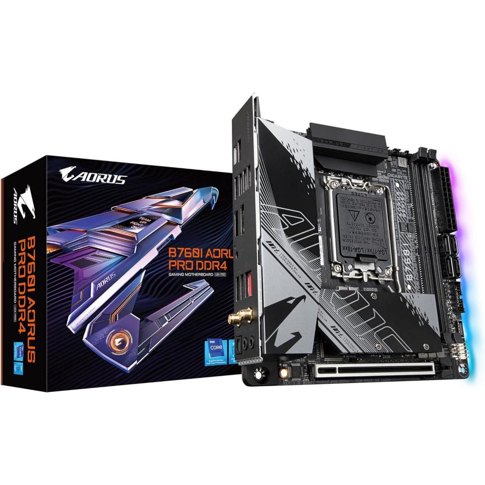 imageGIGABYTE B760I AORUS PRO DDR4 LGA 1700 Intel B760 MiniITX DDR4 Dual M2 PCIe 40 USB 32 Gen2X2 TypeCWiFi 6 Intel 25GbE LANQFlash PlusMotherboardB760I AORUS PRO DDR4