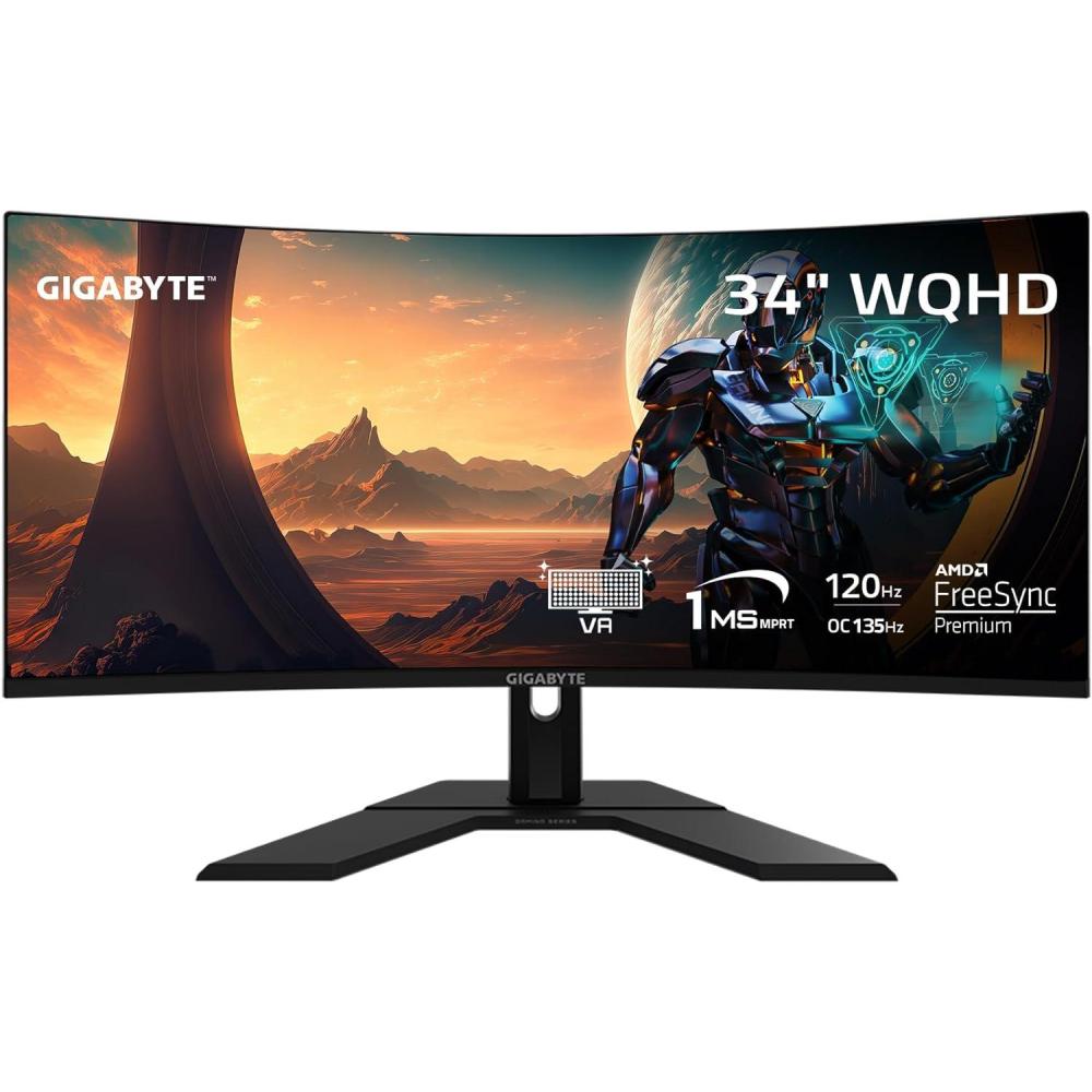 imageGIGABYTE GS27QC 27quot 165Hz 1440P Curved Gaming Monitor 2560 x 1440 VA 1500R Display 1ms MPRT Response Time HDR Ready FreeSync Premium 1x Display Port 14 2X HDMI 20Black34 WQHD