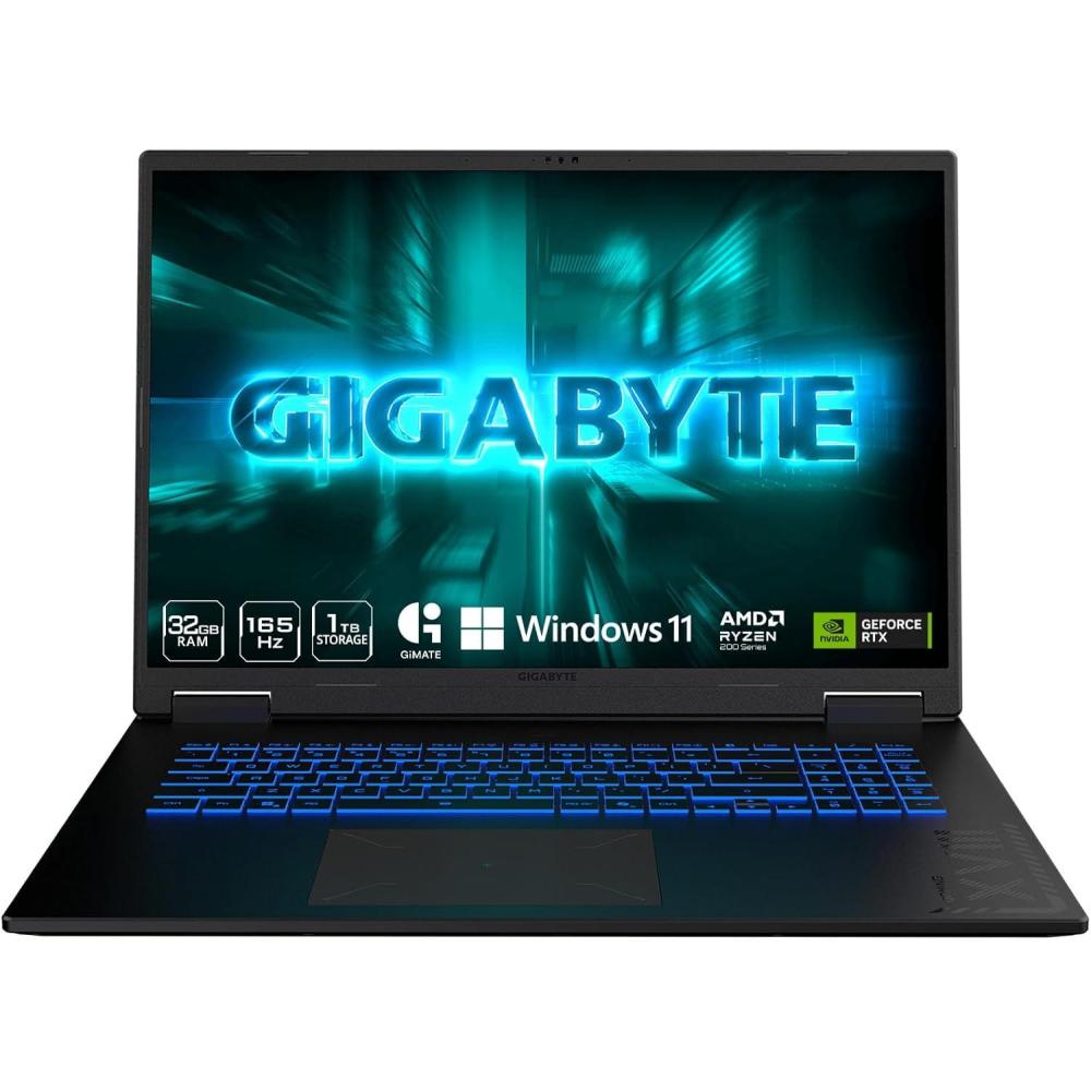 imageGIGABYTE Gaming A18 Gaming Laptop  165Hz 2560x1600 WQXGA  NVIDIA GeForce RTX 5060  AMD Ryzen 7 2601TB SSD with 32GB DDR5 RAM  Windows 11 Home  Black Steel