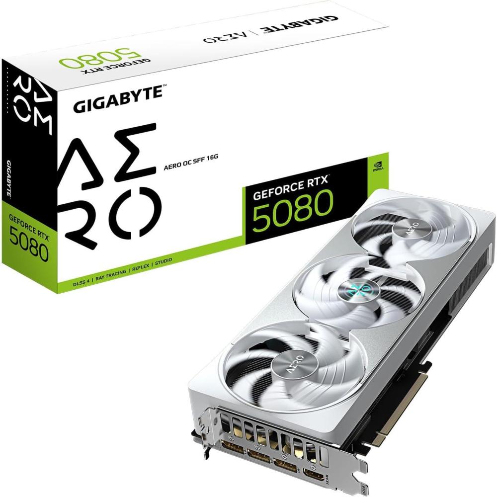 imageGIGABYTE GeForce RTX 5080 AERO OC SFF 16G Graphics Card WINDFORCE Cooling System 16GB 256bit GDDR7 GVN5080AERO OC16GD Video CardAERO