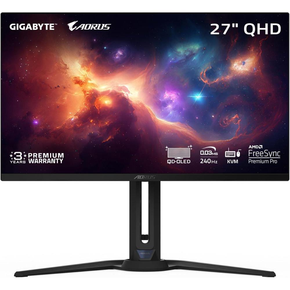imageGIGABYTE M27Q X 27quot 240Hz 1440P KVM Gaming Monitor 2560x1440 SS IPS Display 1ms MPRT Response Time 92 DCIP3 1x Display Port 14 2X HDMI 20 2X USB 30 1x USB TypeC M27Q XSA27 QHD 240Hz  OLED  Flat  Height  Tilt