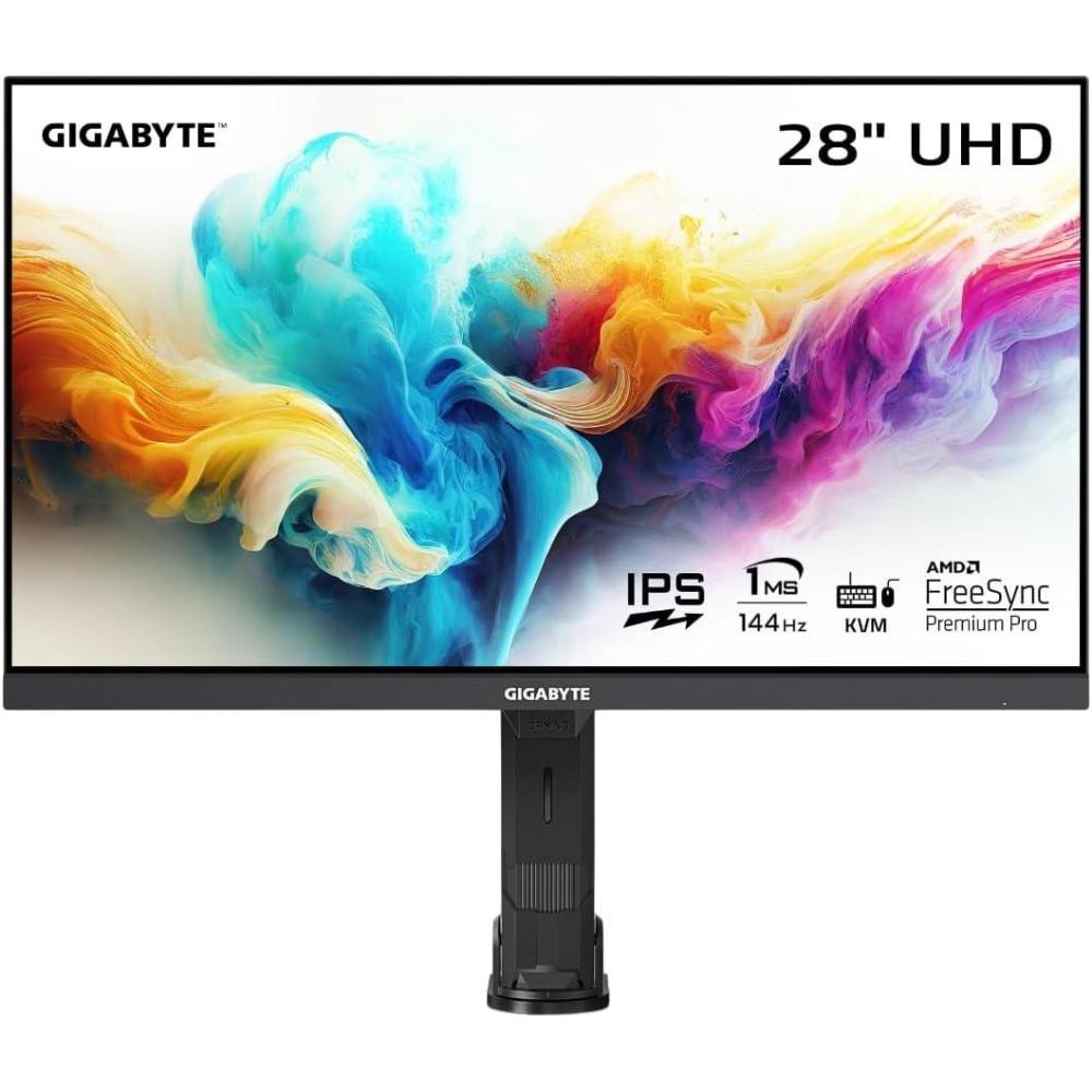 imageGIGABYTE M28U 28quot 144Hz Gaming Monitor 3840 x 2160 SS IPS Display 1ms GTG Response Time 94 DCIP3 VESA Display HDR400 FreeSync Premium Pro 1x Display Port 14 2X HDMI 21 M28USA28 UHD 144Hz  IPS  Flat  Arm Edition