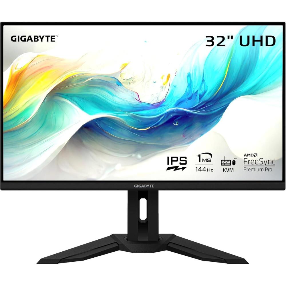 imageGIGABYTE M32U  32quot IPS Gaming Monitor  UHD 3840x2160144Hz  1ms MPRT  AMD FreeSync Premium Pro  Type C KVM  HDMI DP Type C  Height Adjustable  Black M32USA32 UHD  144Hz  IPS  Flat  Height  Tilt