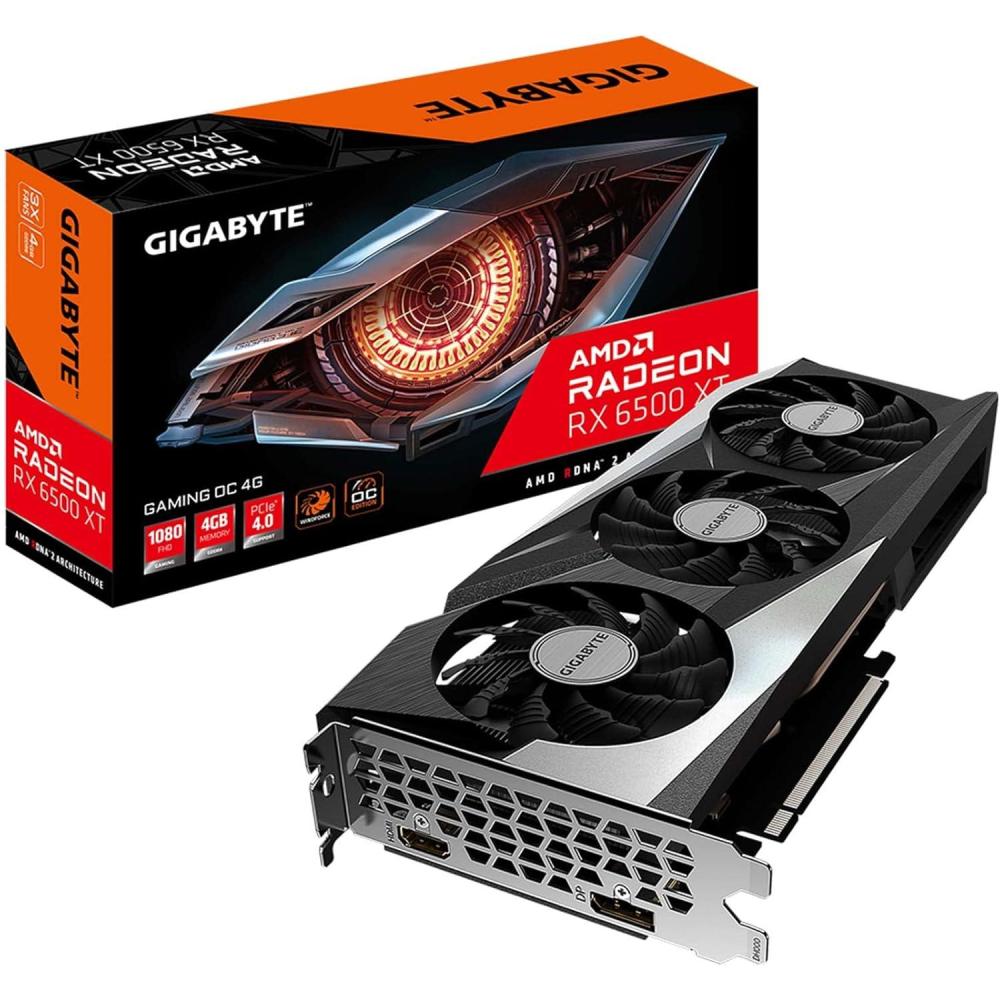 imageGIGABYTE Radeon RX 6500 XT Gaming OC 4G Graphics Card WINDFORCE 3X Cooling System 4GB 64bit GDDR6 GVR65XTGAMING OC4GD Video Card