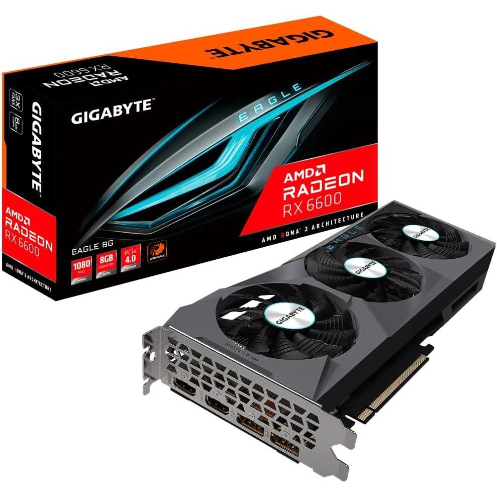 imageGIGABYTE Radeon RX 6600 Eagle 8G Graphics Card WINDFORCE 3X Cooling System 8GB 128bit GDDR6 GVR66EAGLE8GD Video Card