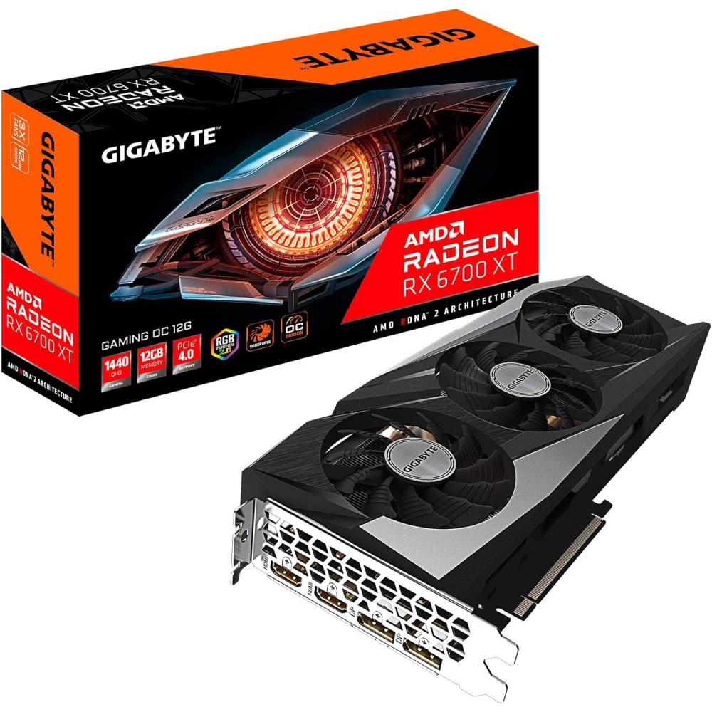 imageGIGABYTE Radeon RX 6700 XT Gaming OC 12G Graphics Card WINDFORCE 3X Cooling System 12GB 192bit GDDR6 GVR67XTGAMING OC12GD Video Card