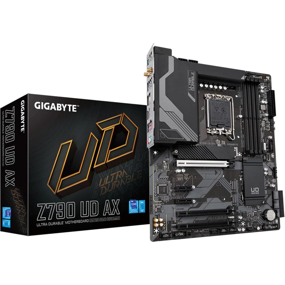 imageGIGABYTE Z790 UD AC LGA 1700 Intel Z790 ATX DDR5Triple M2 PCIe 50USB 32 Gen2X2 TypeCIntel WiFi 25GbE LANPCIe EZLatchMultiKeyMotherboardZ790UM2 x3WIFI6