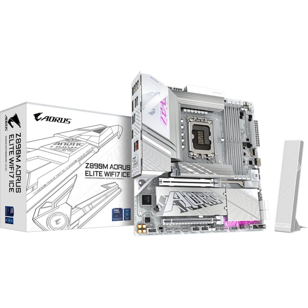 imageGIGABYTE Z790M AORUS Elite AX ICE LGA 1700 Intel Z790 MATX Motherboard with DDR5 Triple M2 PCIe 50 USB 32 Gen2X2 TypeC Intel WiFi 6E 25GbE LAN QFlash Plus EZLatch PlusZ890MAEICEM2 x3WIFI7