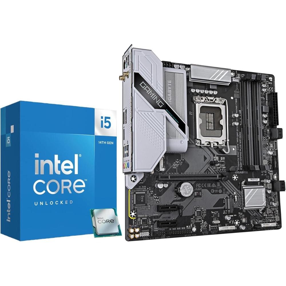 imageMICRO CENTER CPU Motherbard Combo Intel Ultra 7 265K 20 cores8 Pcores 12 Ecores Desktop Processor with Gigabyte Z890 Eagle WIFI7 Motherboard14600KGigabyte B760M GAM PLUS WF D4