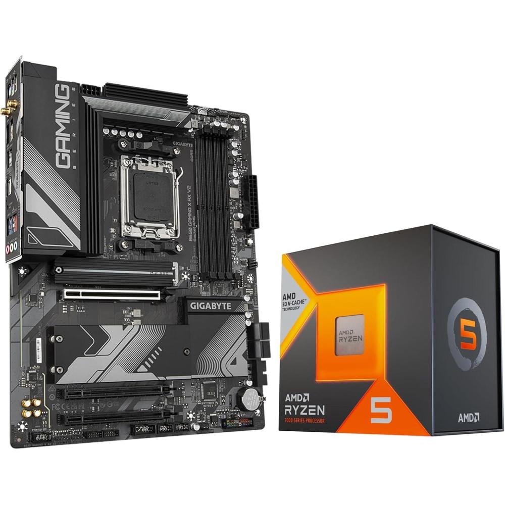 imageMicro Center AMD Ryzen 7 7800X3D CPU Processor with GIGABYTE B650 AORUS Elite AX ICE Motherboard AM5 ATX DDR5 Triple M2 USB 32 Gen2X2 TypeC WiFi 6EAMD Ryzen 5 7600X3DGigabyte B650 GAMING X V2