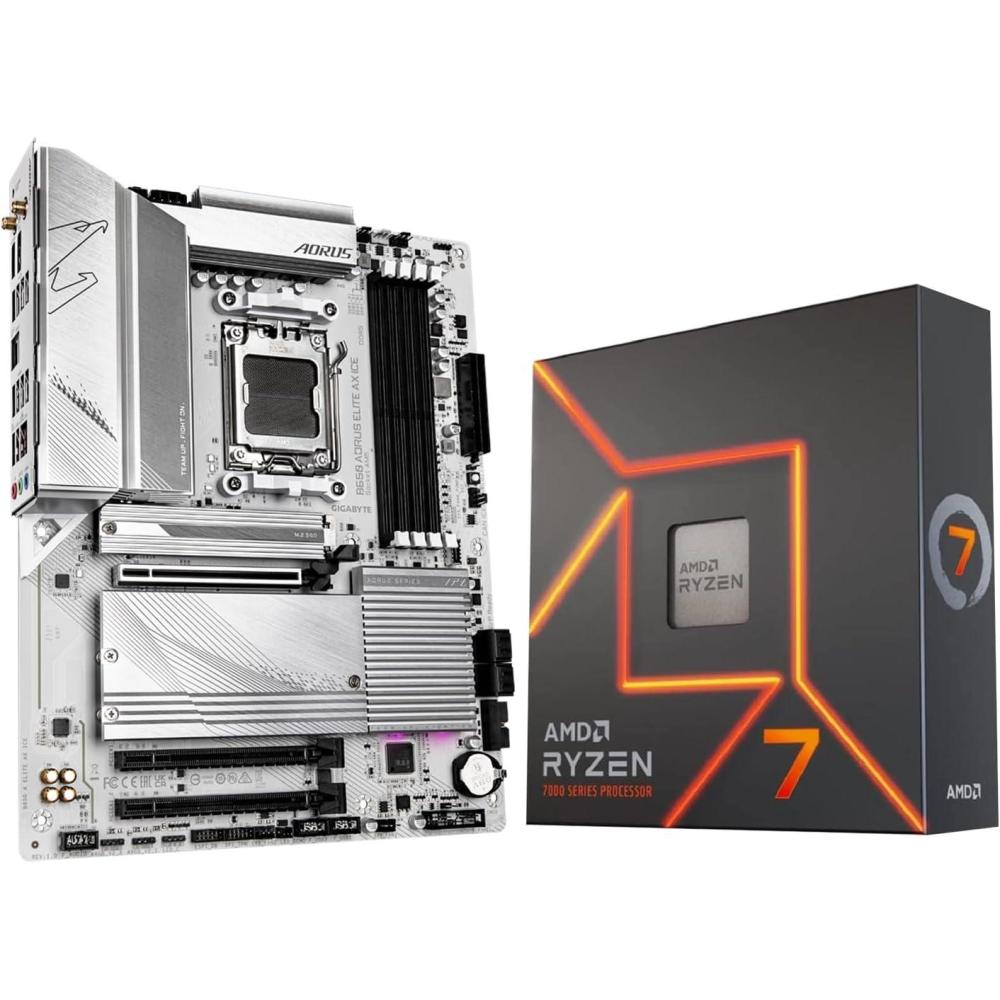 imageMicro Center AMD Ryzen 7 7800X3D CPU Processor with GIGABYTE B650 AORUS Elite AX ICE Motherboard AM5 ATX DDR5 Triple M2 USB 32 Gen2X2 TypeC WiFi 6EAMD Ryzen 7 7700X GIGABYTE B650 A Elite AX ICE