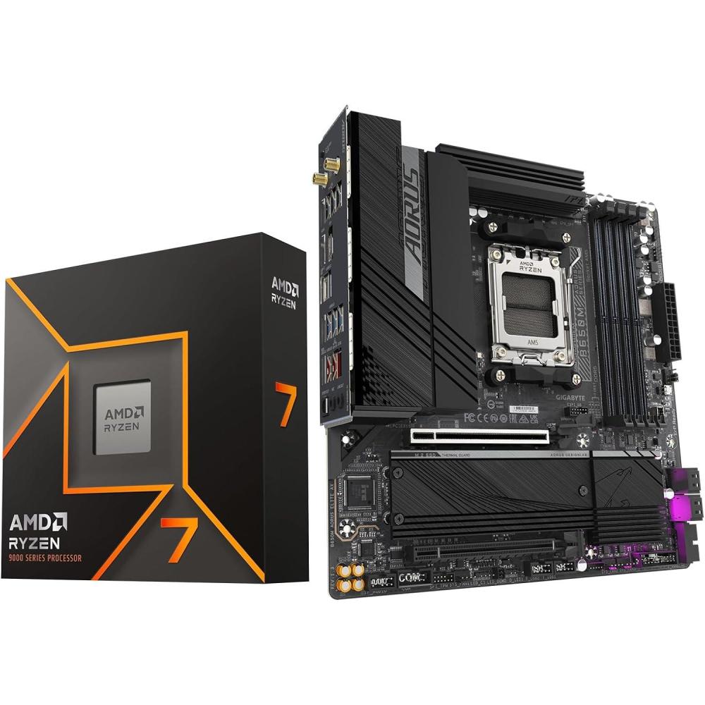 imageMicro Center AMD Ryzen 9 9950X CPU Processor with GIGABYTE X870 AORUS Elite WIFI7 ICE Motherboard ATX DDR5 PCIe 50 USB4 WIFI7AMD Ryzen 7 9700X Gigabyte B650M AORUS ELITE AX