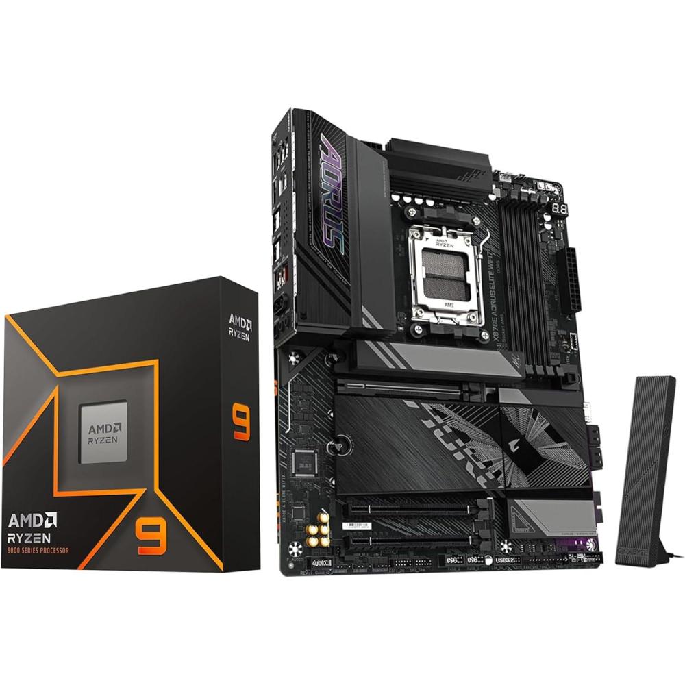 imageMicro Center AMD Ryzen 9 9950X CPU Processor with GIGABYTE X870 AORUS Elite WIFI7 ICE Motherboard ATX DDR5 PCIe 50 USB4 WIFI7AMD Ryzen 9 9900X Gigabyte X870E AORUS ELITE WF7