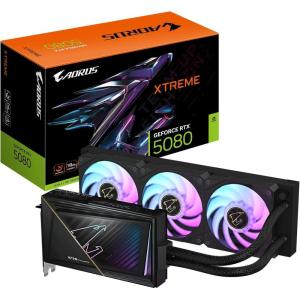 GIGABYTE AORUS GeForce RTX 5080 Xtreme WATERFORCE 16G Graphics Card, WATERFORCE All-in-one Cooling System, 16GB 256-bit GDDR7, GV-N5080AORUSX W-16GD Video Card
