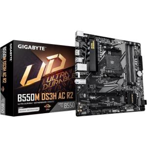 GIGABYTE B550M DS3H AC R2 AMD AM4 Motherboard, Micro-ATX, DDR4, Dual M.2, SATA 6Gb/s, WIFI5, Realtek GbE LAN, PCIe 4.0(B550M|D|M.2 x2|WIFI5|R2)