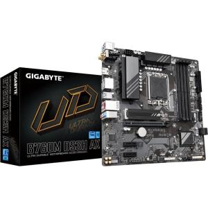 GIGABYTE B760 DS3H AX (rev. 1.x) LGA 1700 Intel B760 ATX Motherboard with DDR5, 2* M.2, PCIe 4.0, USB 3.2 Gen 2 Type-C, WiFi 6E Realtek GbE LAN, Q-Flash Plus, PCIe EZ-Latch(B760M|D|M.2 x2|WIFI6)