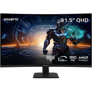 GIGABYTE GS27QC 27″ 165Hz 1440P Curved Gaming Monitor, 2560 x 1440 VA 1500R Display, 1ms (MPRT) Response Time, HDR Ready, FreeSync Premium, 1x Display Port 1.4, 2X HDMI 2.0,Black(32″ QHD)