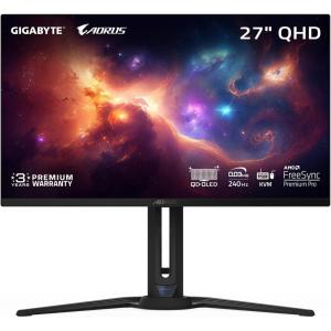 GIGABYTE M27Q X 27″ 240Hz 1440P KVM Gaming Monitor, 2560×1440 SS IPS Display, 1ms (MPRT) Response Time, 92% DCI-P3, 1x Display Port 1.4, 2X HDMI 2.0, 2X USB 3.0, 1x USB Type-C (M27Q X-SA)(27″ QHD 240Hz | OLED | Flat | Height & Tilt)