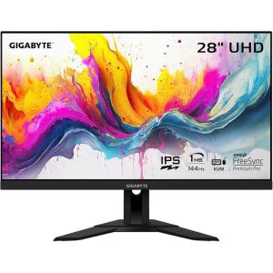 GIGABYTE M28U 28″ 144Hz Gaming Monitor, 3840 x 2160 SS IPS Display, 1ms (GTG) Response Time, 9‎4% DCI-P3, VESA Display HDR400, FreeSync Premium Pro, 1x Display Port 1.4, 2X HDMI 2.1 (M28U-SA)(28″ UHD 144Hz | IPS | Flat | Height & Tilt)