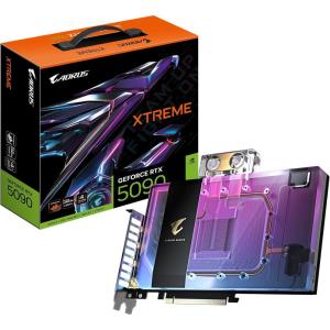 GIGABYTE AORUS GeForce RTX 5090 Xtreme WATERFORCE WB 32G Graphics Card, WATERFORCE Water Block Cooling System, 32GB 512-bit GDDR7, GV-N5090AORUSX WB-32GD Video Card