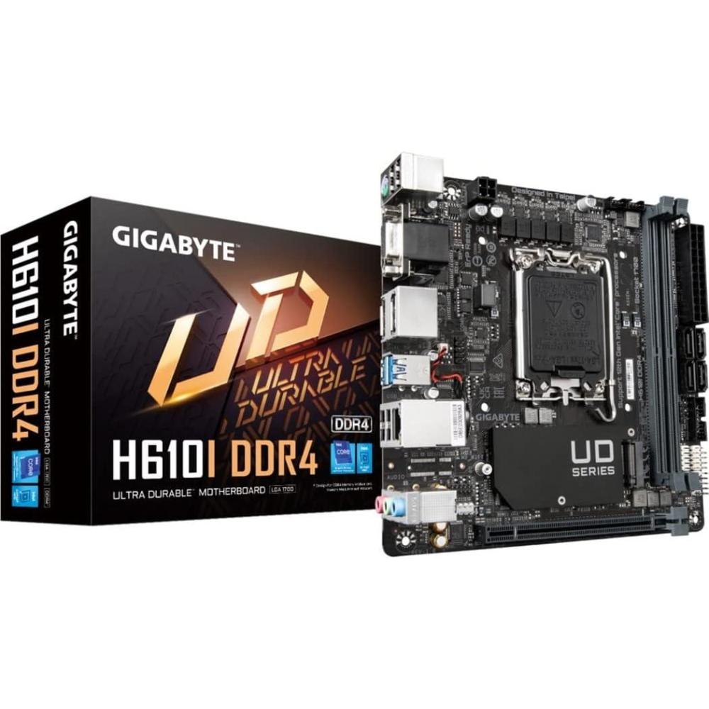 imageGIGABYTE H610I DDR4 H610 Intel LGA 1700 MiniITX DDR4 Single M2 PCIe 40 USB 32 Gen1 Intel GbE LAN ChipMotherboardMotherboard