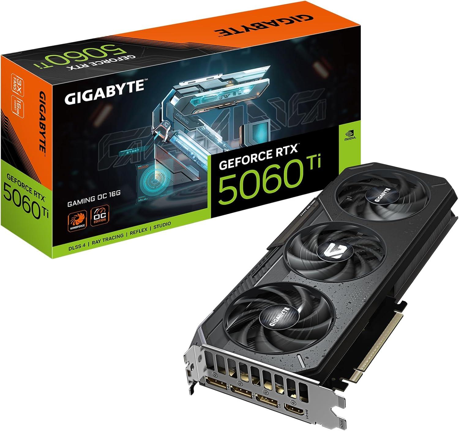imageGIGABYTE GeForce RTX 5060 Ti WINDFORCE OC 16G Graphics Card 16GB 128bit GDDR7 PCIe 50 WINDFORCE Cooling System GVN506TWF2OC16GD Video CardGAMING