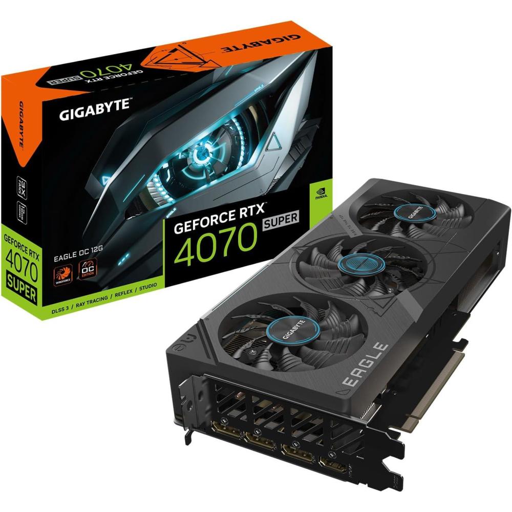 imageGIGABYTE GeForce RTX 4070 Super Eagle OC 12G Graphics Card 3X WINDFORCE Fans 12GB 192bit GDDR6X GVN407SEAGLE OC12GD Video Card