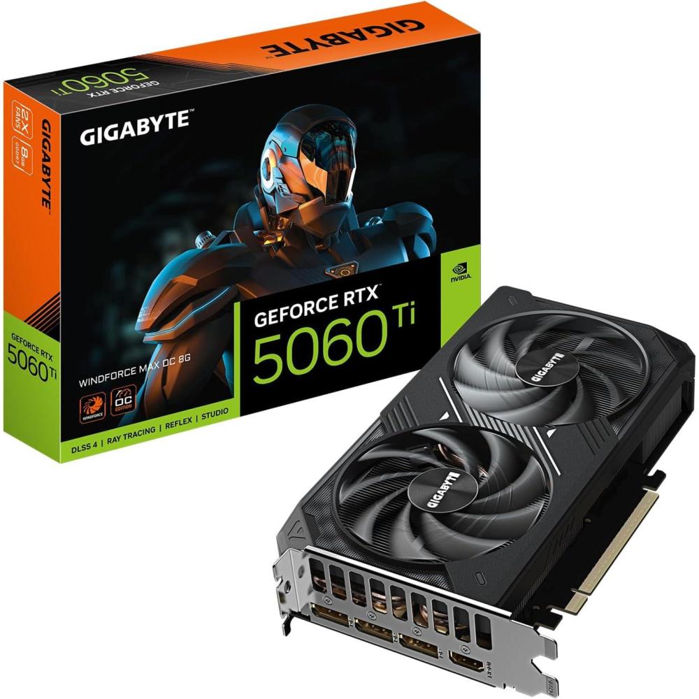 imageGIGABYTE GeForce RTX 5060 Ti WINDFORCE OC 8G Graphics Card 8GB 128bit GDDR7 PCIe 50 WINDFORCE Cooling System GVN506TWF2OC8GD Video CardWINDFORCE MAX OC