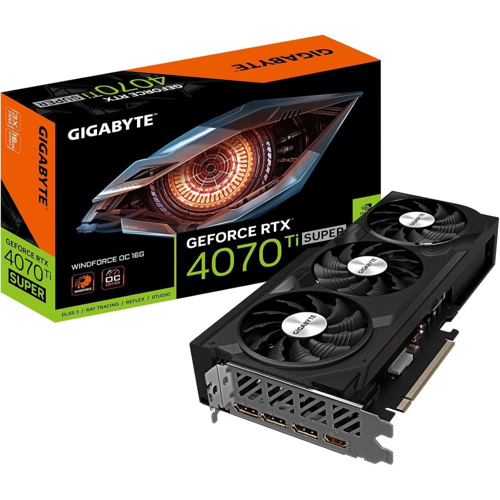 imageGIGABYTE GeForce RTX 4070 Ti Super WINDFORCE OC 16G Graphics Card 3X WINDFORCE Fans 16GB 256bit GDDR6X GVN407TSWF3OC16GD Video Card
