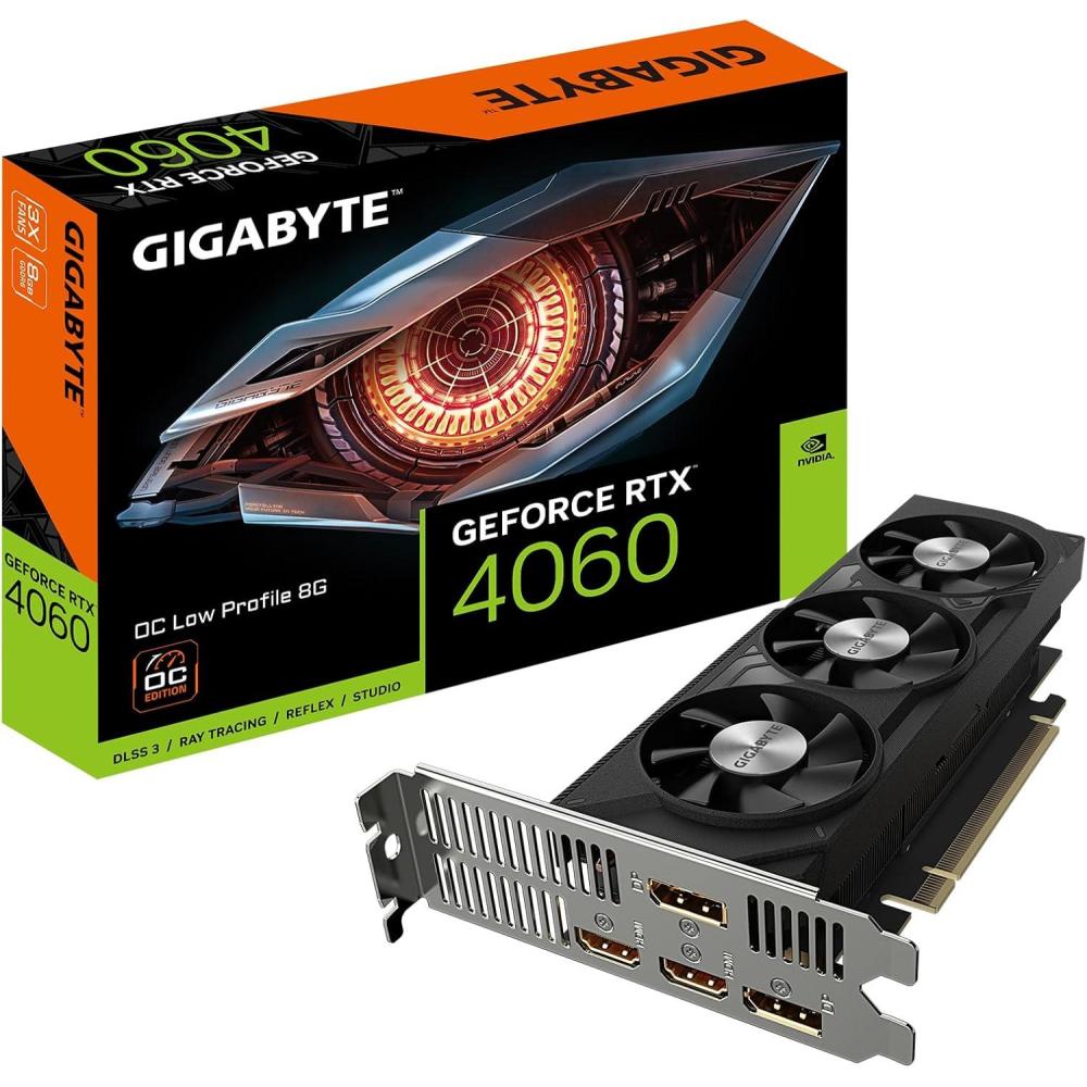 imageGigabyte GeForce RTX 4060 OC Low Profile 8G Graphics Card 3X WINDFORCE Fans 8GB 128bit GDDR6 GVN4060OC8GL Video Card