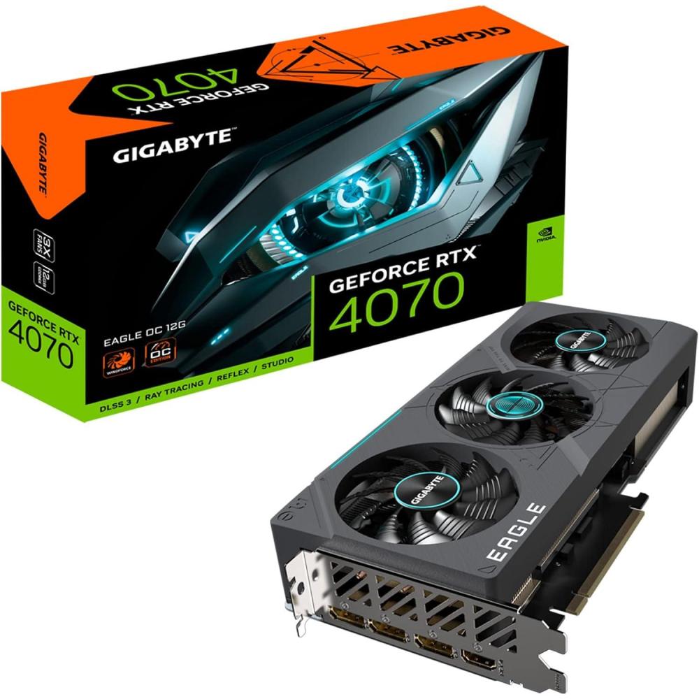 imageGigabyte GeForce RTX 4070 Eagle OC 12G Graphics Card 3X WINDFORCE Fans 12GB 192bit GDDR6X GVN4070EAGLE OC12GD Video Card