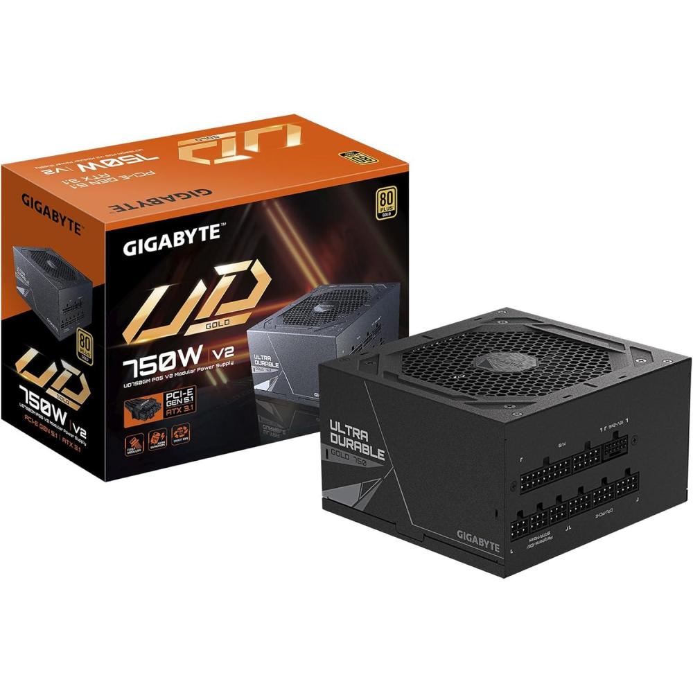 imageGIGABYTE UD750GM PG5 V2750W 80 Plus Gold Certified  PCIe51 Ready  ATX31  Fully Modular Power Supply GPUD750GM PG5 V2