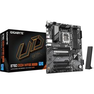 GIGABYTE B760M DS3H WIFI6E GEN5 Intel LGA 1700 mATX Motherboard, Supports Intel Core 14th/13th/12th Gen, DDR5, 6+2+1 Power Phase, 2X M.2, PCIe 5.0, USB-C, WIFI6E, 2.5GbE LAN, PCIe EZ-Latch
