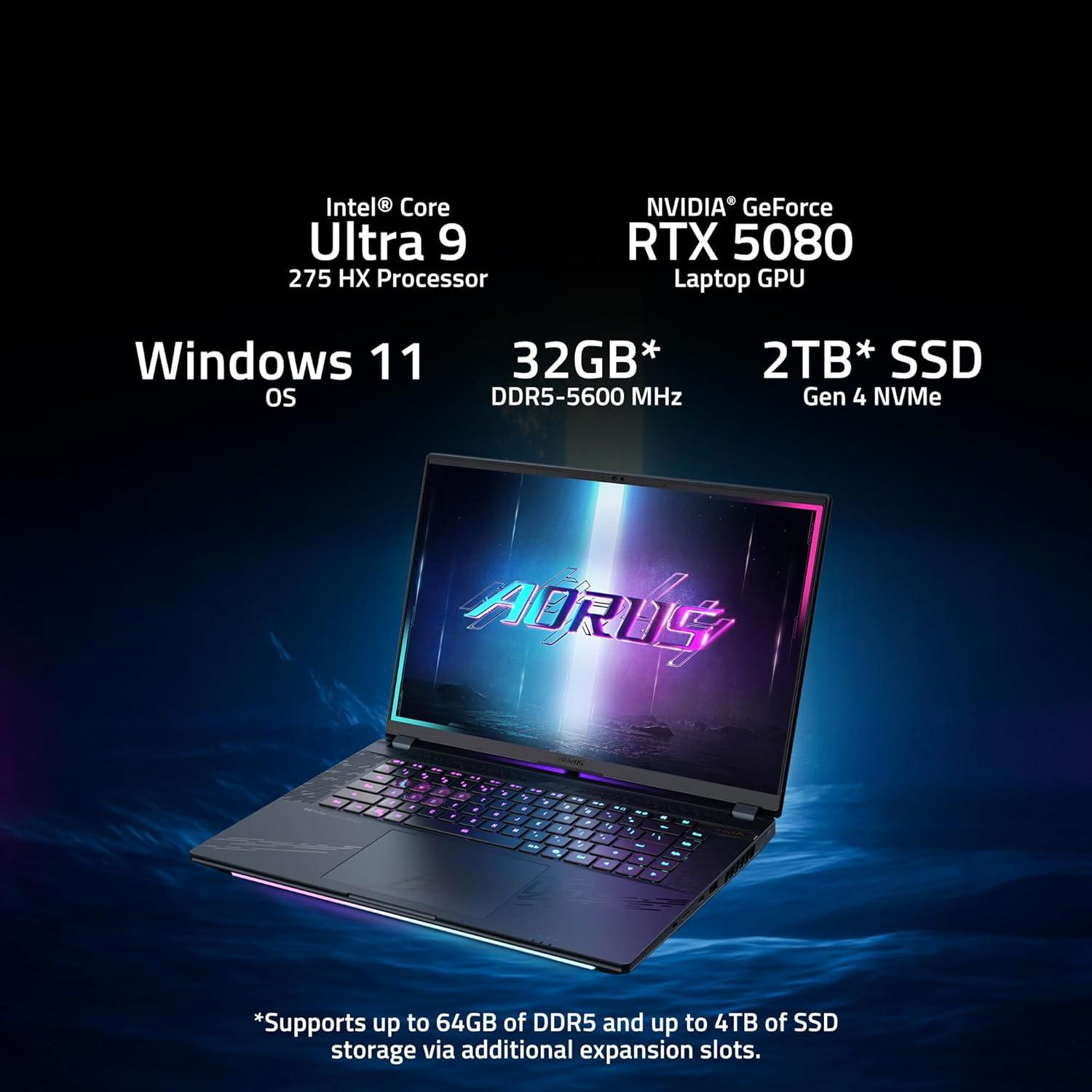 imageGIGABYTE AORUS Master 16 Gaming Laptop 240Hz 2560x1600 OLED NVIDIA GeForce RTX 5080 Intel Core Ultra 9 275HX 2TB SSD with 32GB DDR5 RAM Windows 11 Home AD