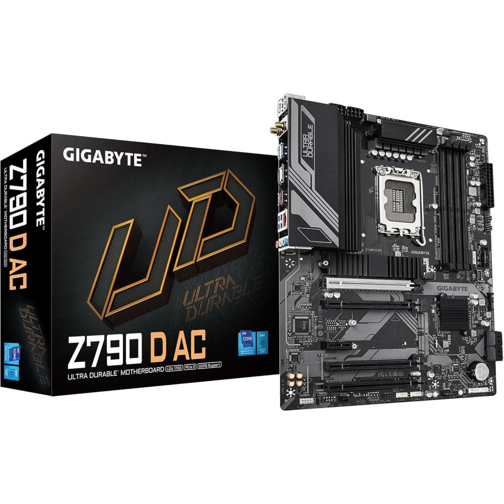 imageGIGABYTE Z790 D AC LGA 1700 Intel Z790 ATX Motherboard with DDR5 Triple M2 PCIe 50 USB 32 Gen2X2 TypeC 25GbE LAN PCIe EZLatch MultiKey