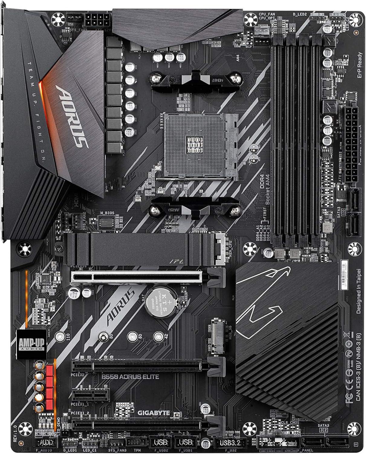 imageGIGABYTE B550 AORUS Elite AM4 AMDB550ATXDual M2SATA 6GbsUSB 32 Gen 225 GbE LANRealtek ALC1200HDMIDPPCIe40DDR4Gaming Motherboard