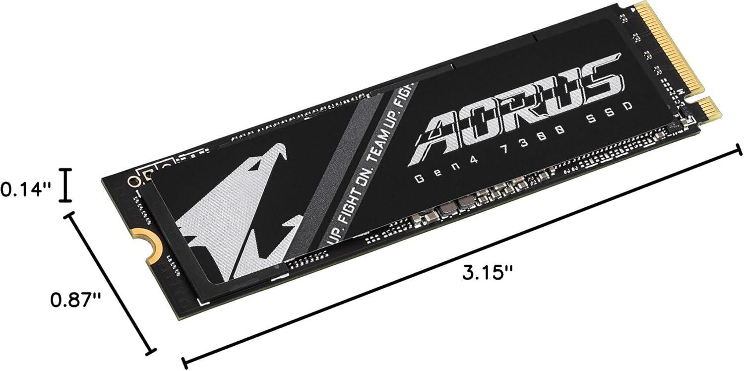 imageGIGABYTE AORUS Gen4 7300 SSD 2TB wo Heat Spreader PCIe 40 NVMe M2 Internal Solid State Drive with Read Speed Up to 7300MBs Write Speed Up to 6850MBs AG4732TB N