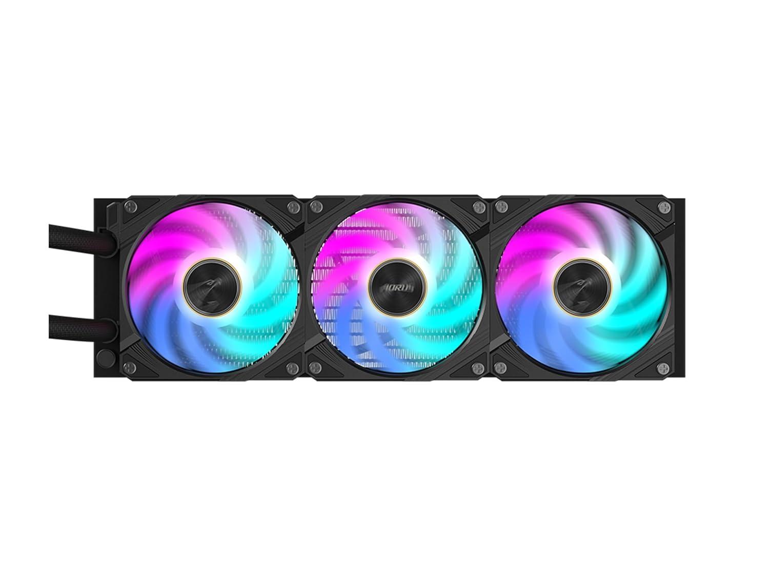 imageAORUS WATERFORCE X II 360 ICE Liquid CPU Cooler 360mm Radiator with 3X 120mm Low Noise ARGB Fans Compatible with Intel LGA1851 LGA1700 and AMD AM5 GPAORUS WATERFORCE X II 360 ICEBlack